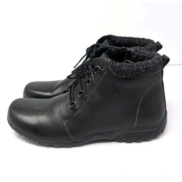 Propet Delaney Ankle Bootie Boots Women 11N (AA) Black Leather Zip/Lace WFV002L - Picture 2 of 9